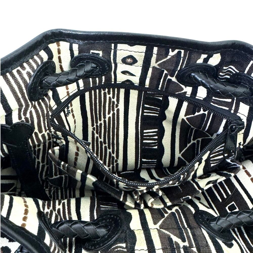 Brighton Liliana Animal Print Canvas Tote Bag Black Leather Trim Silver Hardware - Picture 10 of 12